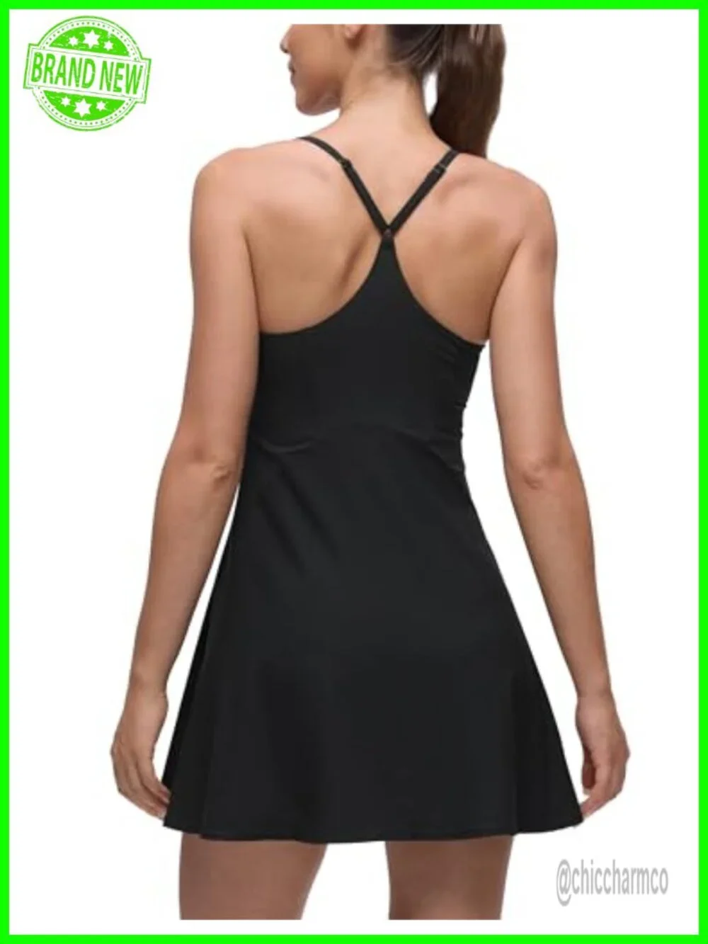 Drapey Spaghetti Straps Tennis Dress - Removable Pads, Built-in Shorts with